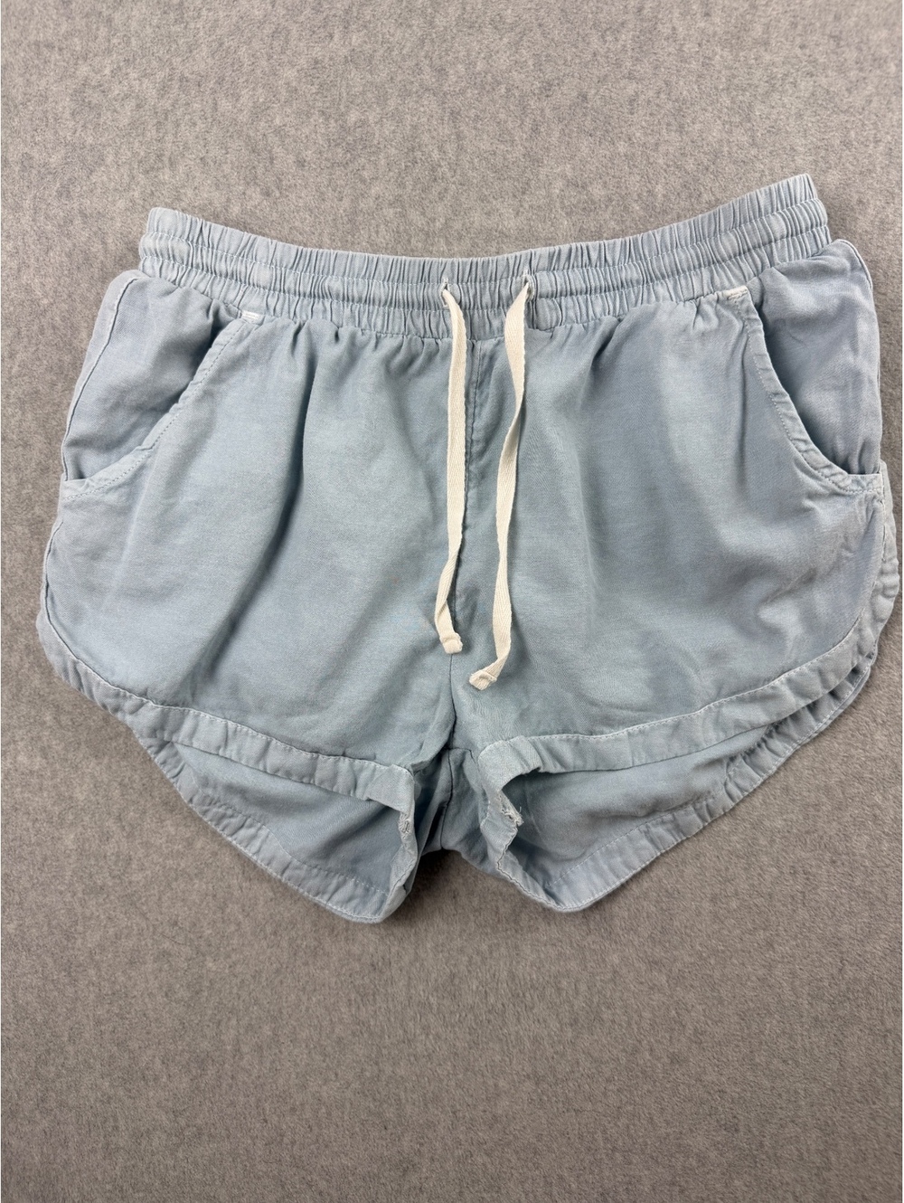 Billabong Women's Light Blue Dolphin Hem Drawstring Shorts Size S